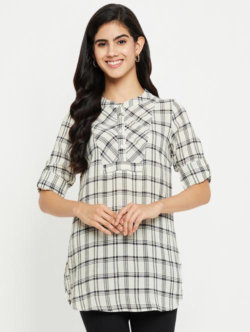 women's straight mandarin neck top - 20068942 - Very Small Image - 1