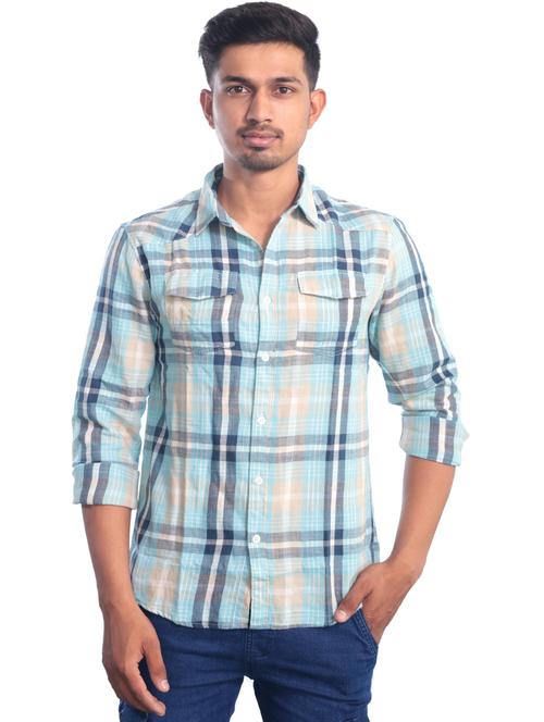 checkered cotton casual shirt - 20069583 - Very Small Image - 1