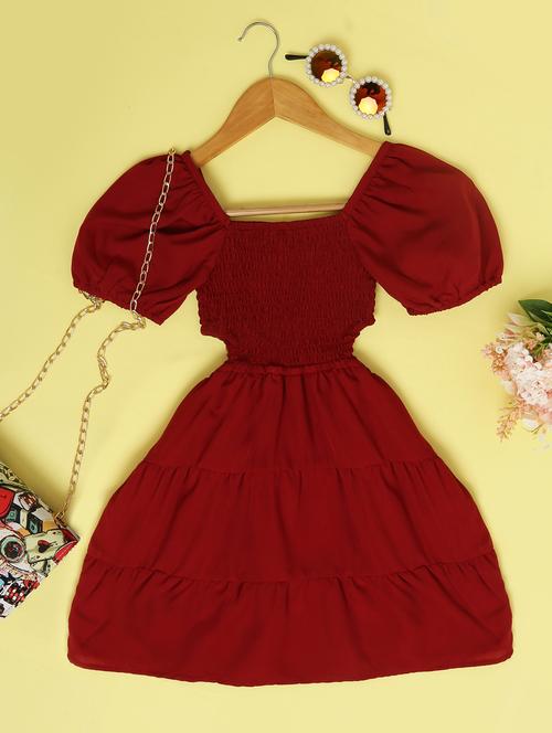 girls square neck puff sleeve frock - 20069967 - Very Small Image - 1