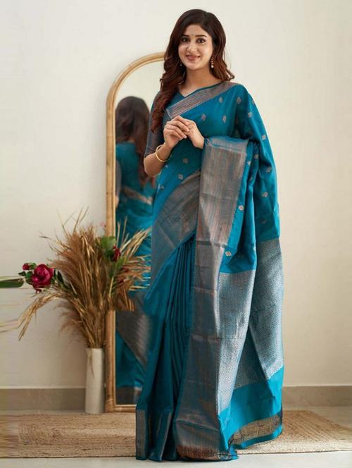 women's banarasi saree with blouse - 20073297 - Very Small Image - 1