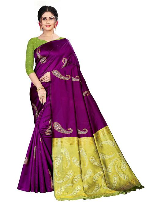 paisley woven saree with blouse - 20074314 - Very Small Image - 1