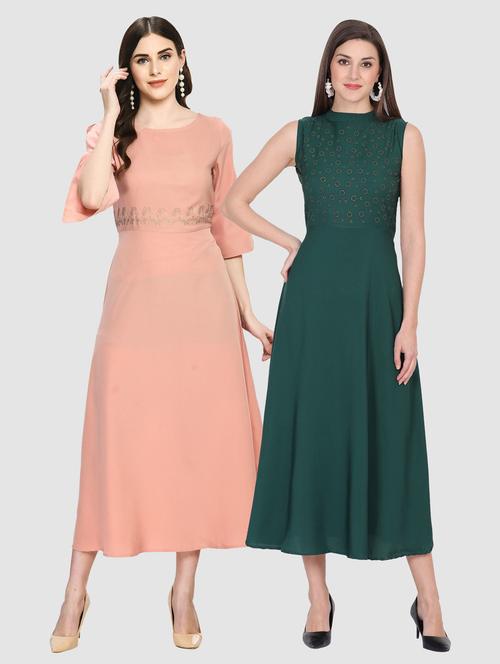 women's combo solid dress - 20079989 - Very Small Image - 1