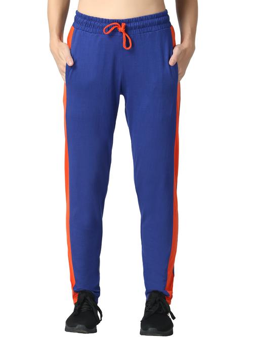 blue color blocked mid rise track pant - 20081091 - Very Small Image - 1