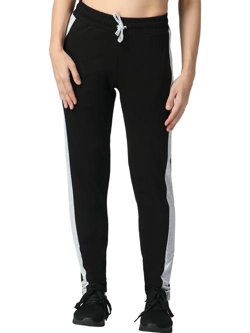 black color blocked mid rise track pant - 20081099 - Very Small Image - 1