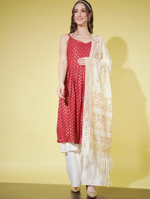 sweetheart neck printed kurta sharara set - 20082610 - Very Small Image - 1