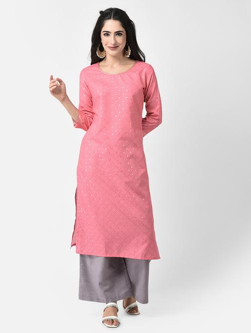 round neck printed straight kurta - 20083153 - Very Small Image - 1