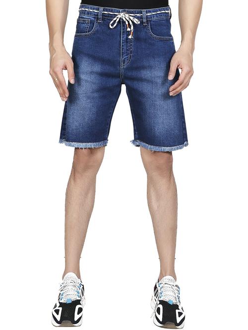 dark blue denim three - fourth shorts - 20085422 - Very Small Image - 1