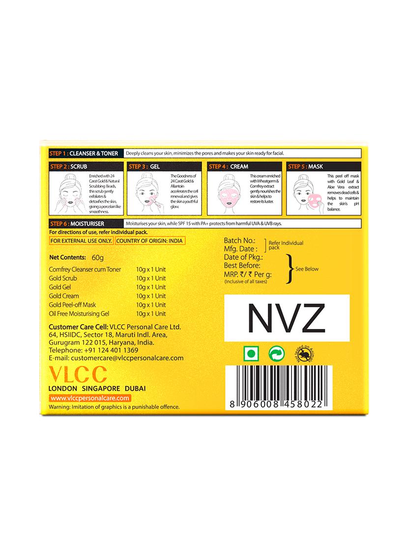 vlcc gold facial kit for luminous & radiant complexion - 60 g -parlour glow - 20085531 - Zoom Image - 5