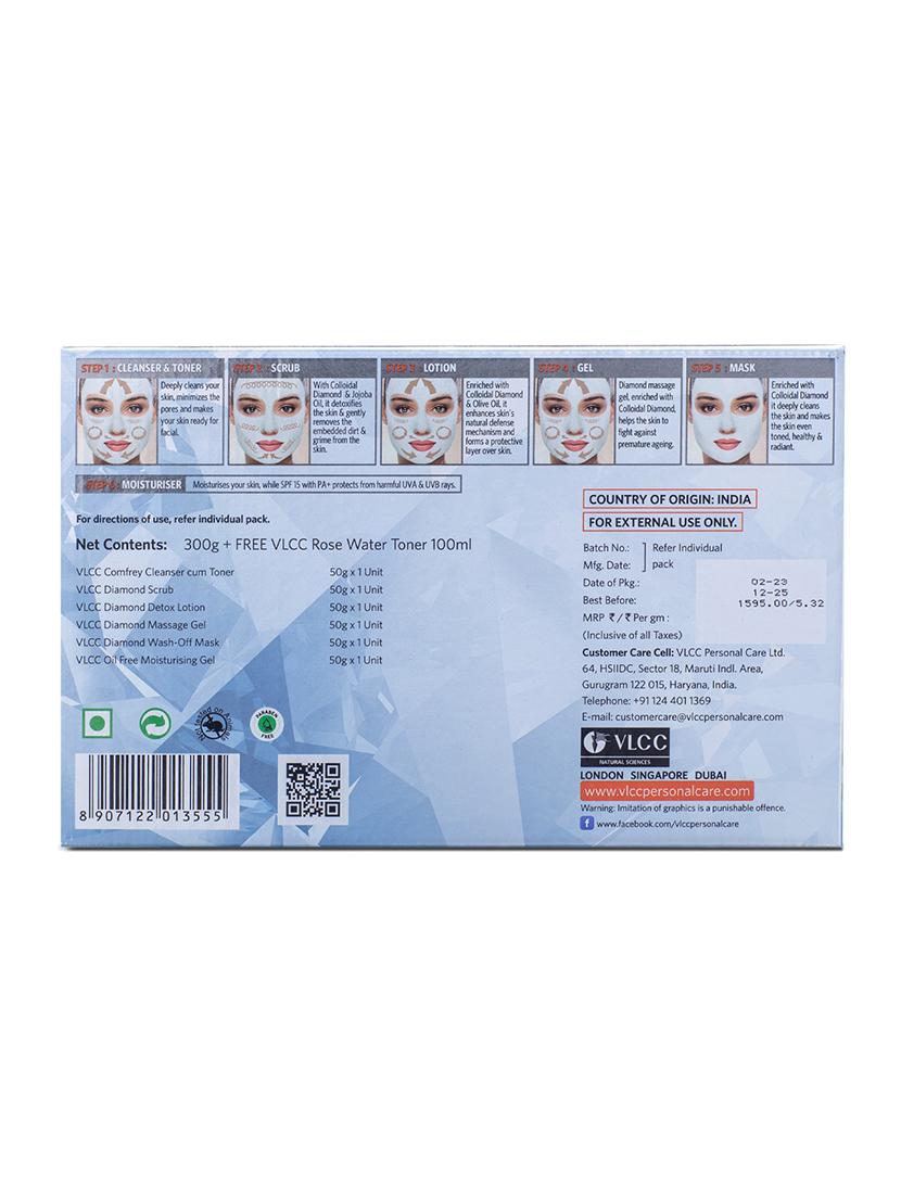vlcc diamond facial kit with free rose water toner - 400 g - for young & flawless skintone - 20085545 - Standard Image - 7