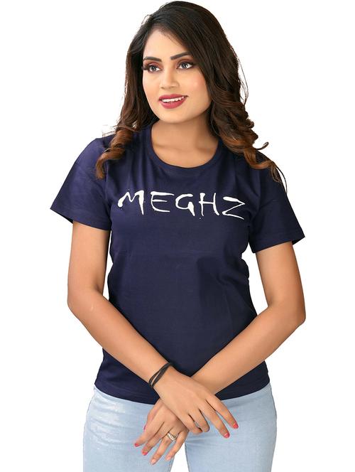 navy blue typography regular t-shirt - 20085967 - Very Small Image - 1