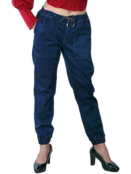 dark blue cotton blend joggers - 20085998 - Very Small Image - 1