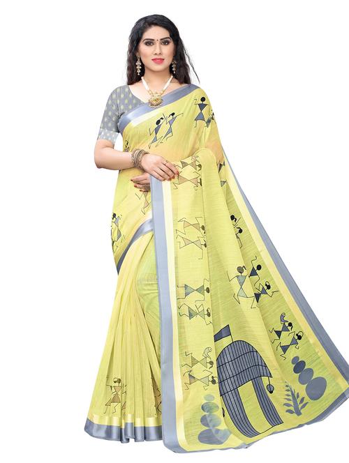 yellow woven saree with blouse - 20086791 - Very Small Image - 1