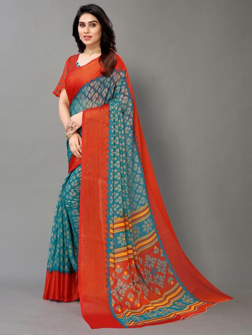 blue woven saree with blouse - 20087180 - Very Small Image - 1