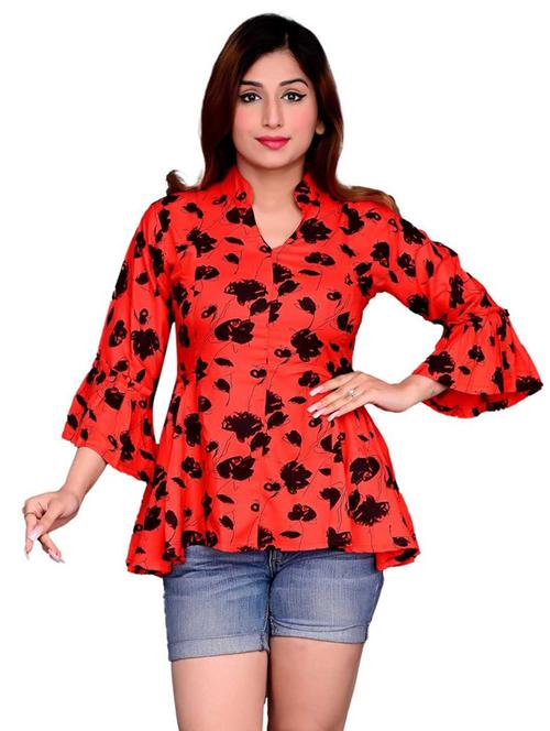 girls mandarin collar top - 20088303 - Very Small Image - 1