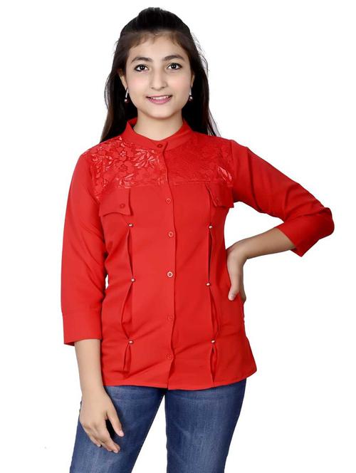 girls mandarin collar shirt - 20088328 - Very Small Image - 1