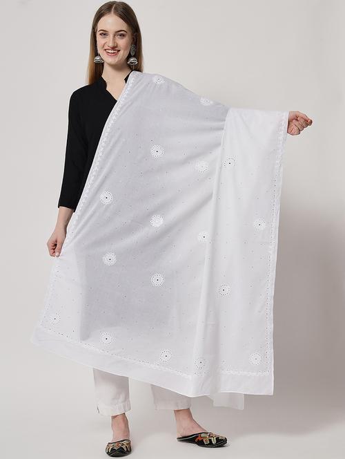 white solid dupatta - 20095373 - Very Small Image - 1