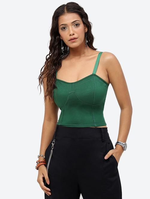 women's crop shoulder strap top - 20098043 - Very Small Image - 1