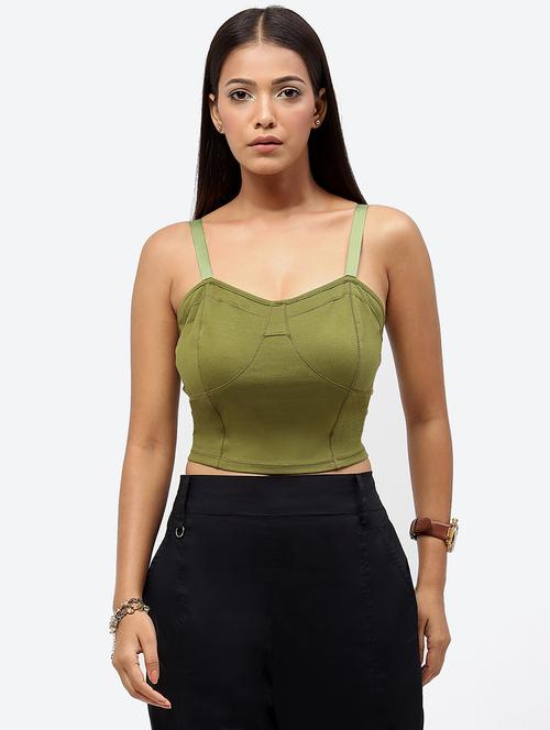 women's crop shoulder strap top - 20098044 - Very Small Image - 1