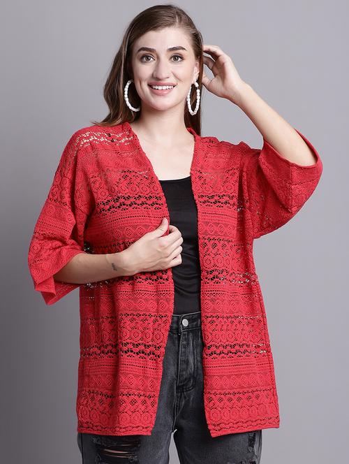 red cotton shrug - 20098143 - Very Small Image - 1