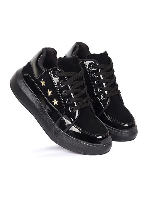 black solid lace-up sports shoe - 20098248 - Very Small Image - 1