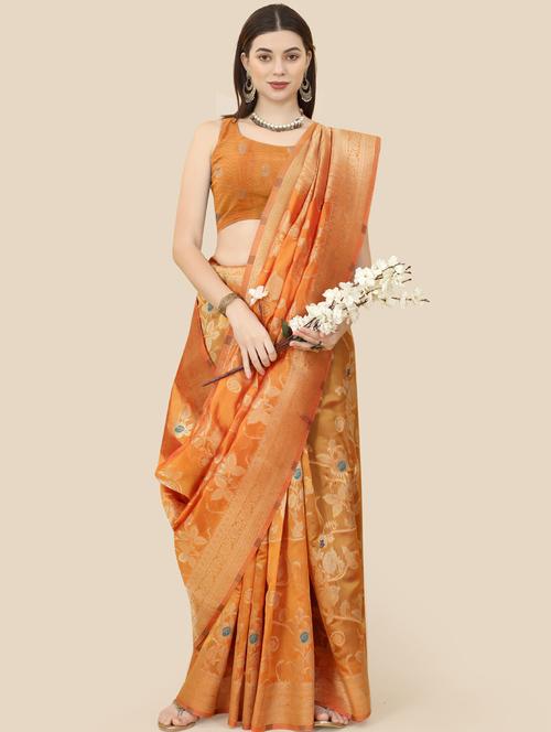 women's banarasi saree with blouse - 20098512 - Very Small Image - 1