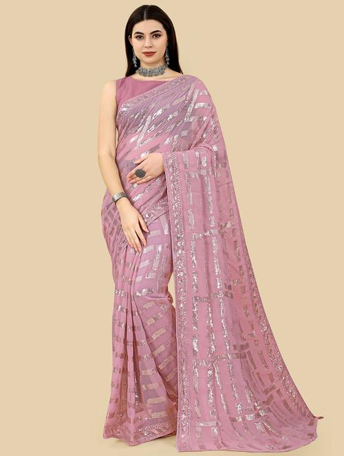 women's embroidered saree with blouse - 20098802 - Very Small Image - 1