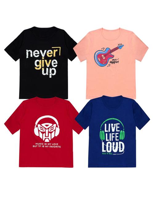 pack of 4 boys printed t-shirt - 20099805 - Very Small Image - 1