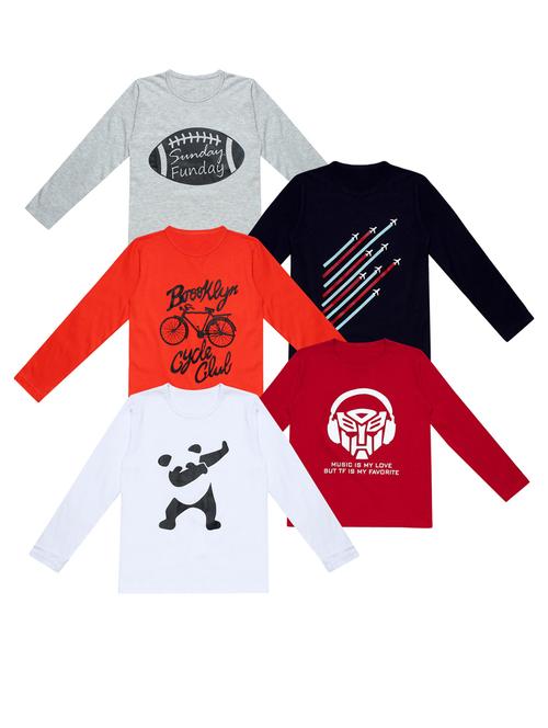 pack of 5 printed t-shirt - 20100335 - Very Small Image - 1