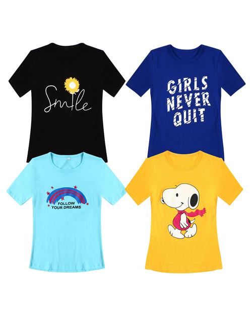 pack of 4 round neck printed tees - 20100619 - Very Small Image - 1