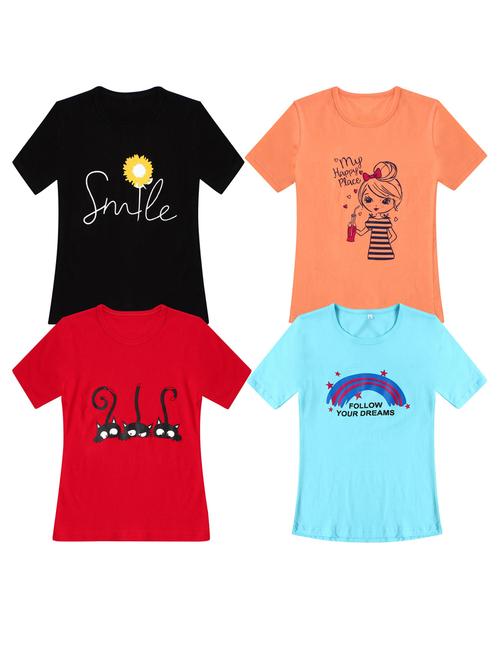pack of 4 round neck printed tees - 20100626 - Very Small Image - 1