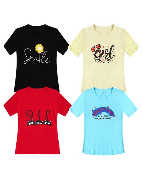 pack of 4 round neck printed tees - 20100630 - Very Small Image - 1