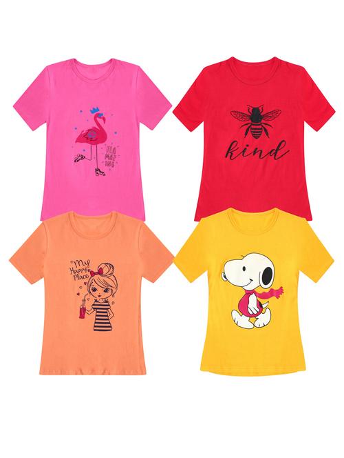 girls pack of 4 printed tees - 20100674 - Very Small Image - 1