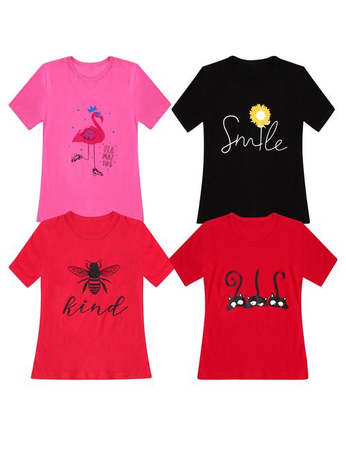 girls pack of 4 printed tees - 20100675 - Very Small Image - 1