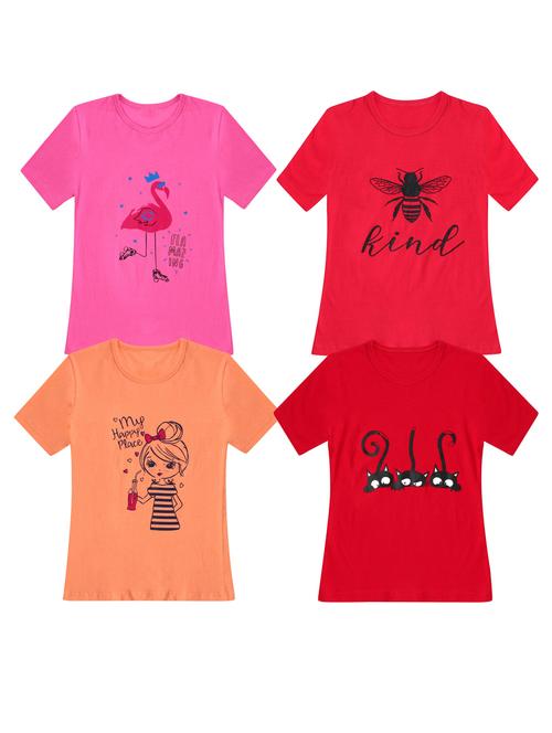 girls pack of 4 printed tees - 20100677 - Very Small Image - 1