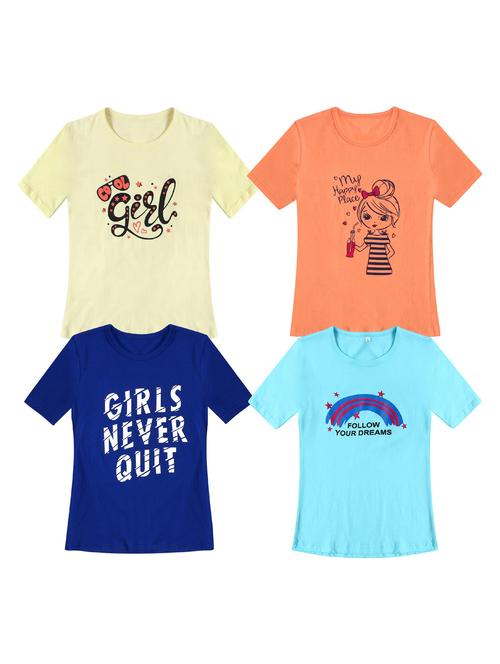 pack of 4 round neck printed tees - 20100697 - Very Small Image - 1