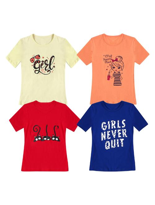 pack of 4 round neck printed tees - 20100699 - Very Small Image - 1