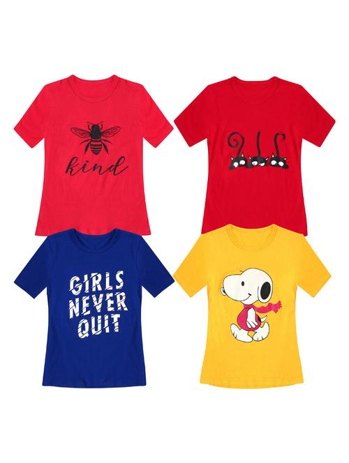 pack of 4 round neck printed tees - 20100702 - Very Small Image - 1