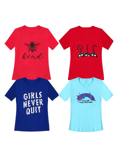 pack of 4 round neck printed tees - 20100703 - Very Small Image - 1