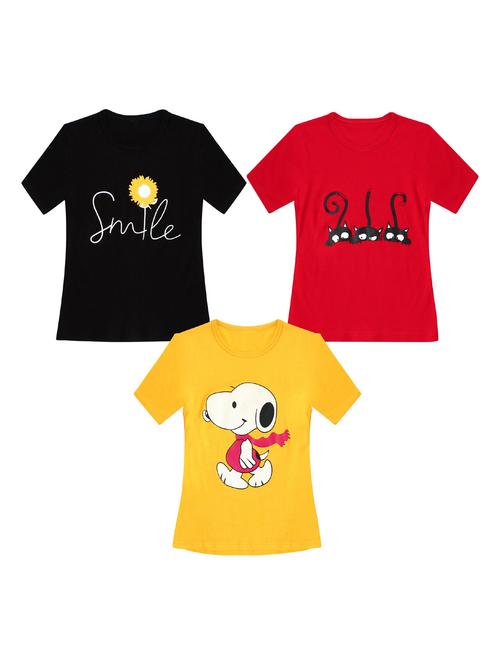 pack of 3 round neck printed tees - 20100745 - Very Small Image - 1
