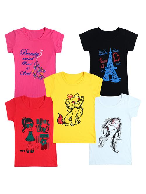 pack of 5 round neck printed tees - 20100779 - Very Small Image - 1