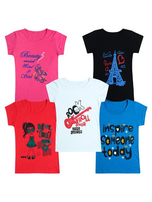 pack of 5 round neck printed tees - 20100799 - Very Small Image - 1