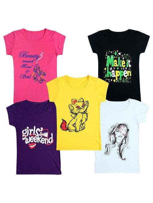 pack of 5 round neck printed tees - 20100806 - Very Small Image - 1
