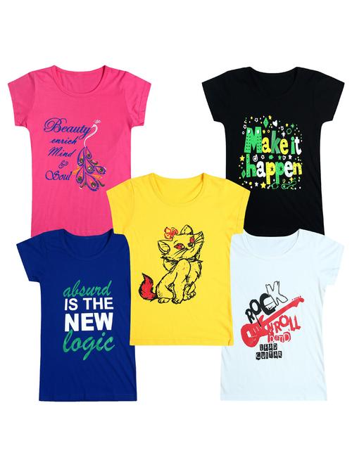 pack of 5 round neck printed tees - 20100812 - Very Small Image - 1