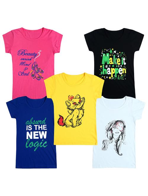 pack of 5 round neck printed tees - 20100813 - Very Small Image - 1