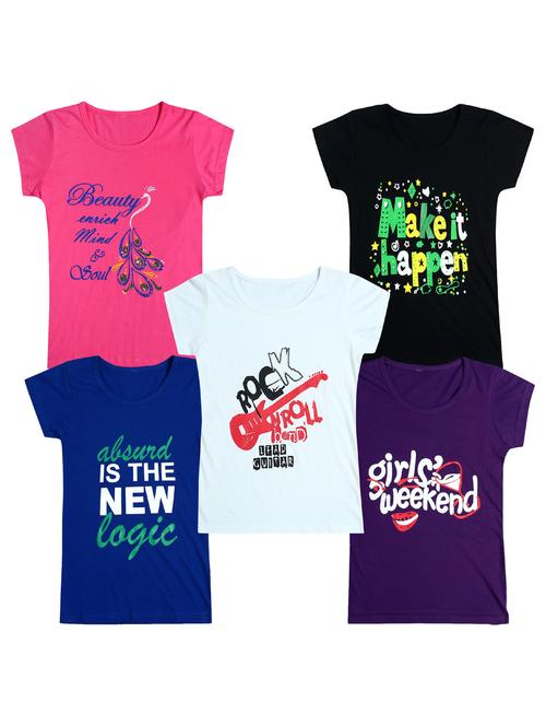 pack of 5 round neck printed tees - 20100815 - Very Small Image - 1