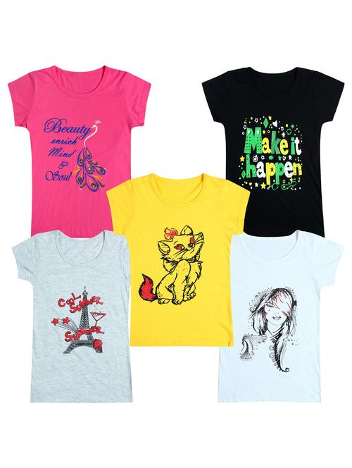 pack of 5 round neck printed tees - 20100818 - Very Small Image - 1