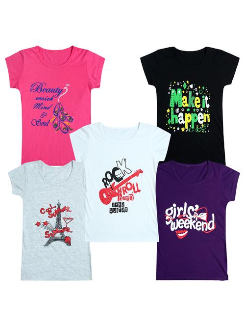 pack of 5 round neck printed tees - 20100820 - Very Small Image - 1