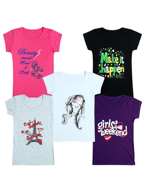 pack of 5 round neck printed tees - 20100821 - Very Small Image - 1