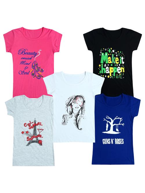 pack of 5 round neck printed tees - 20100824 - Very Small Image - 1