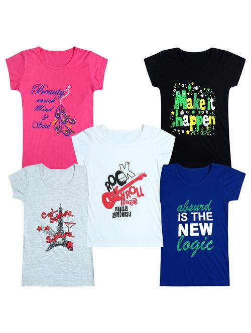 pack of 5 round neck printed tees - 20100827 - Very Small Image - 1